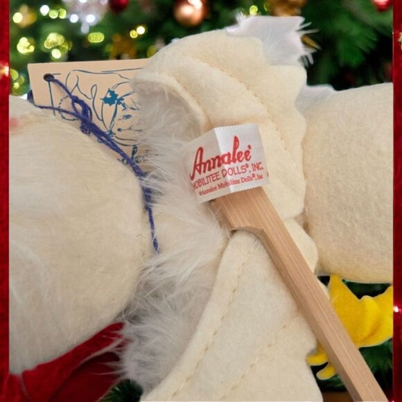 Annalee 7" White Angel Christmas Mouse Stars Halo Feather Wings Vintage 1999 - Picture 7 of 8